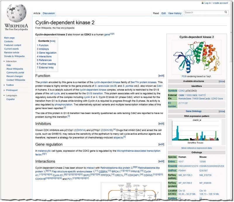 The Gene Wiki in 2011: community intelligence applied to human gene annotation