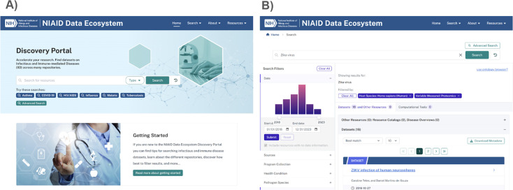 The NIAID Discovery Portal: a unified search engine for infectious and immune-mediated disease datasets